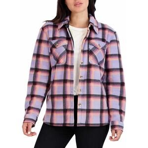 Women's Long Sleeve Plaid Super Plush Sherpa Lined Fleece Shirt Jacket